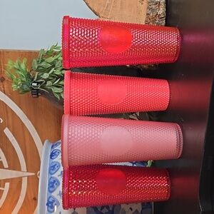 Starbuck Tumbler SET-Hot Pink, Lemonade,&Coral Pink-Set of 4 Tumblers+ 1 lid